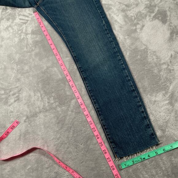 Sezane Denim Jeans Womens 27 Button Fly High Rise Raw Hem Organic Cotton New - Picture 11 of 12